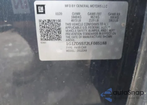 2020 Chevrolet Malibu Fwd Lt z USA, uszkodzony, nr VIN 1G1ZD5ST2LF085188